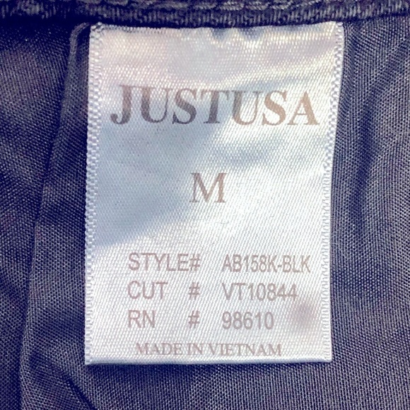 NWT Just USA black denim A Line skirt fray hem pockets front zip M - Picture 10 of 12